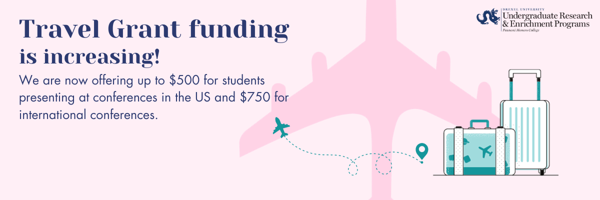 Travel Grant funding is increasing! We are now offering up to $500 for students presenting at conferences in the US and $750 for international conferences.